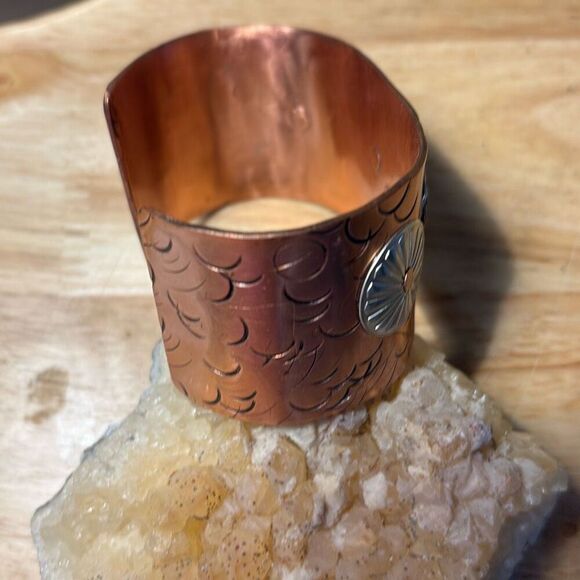 Bracelet, Turquoise & Opal Copper Cuff, NEW, sterling accents, Handmade, Artisan - Picture 7 of 12